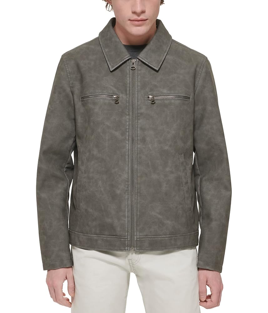 Levi's® Faux Leather Jacket w/Laydown Collar Light Grey SM